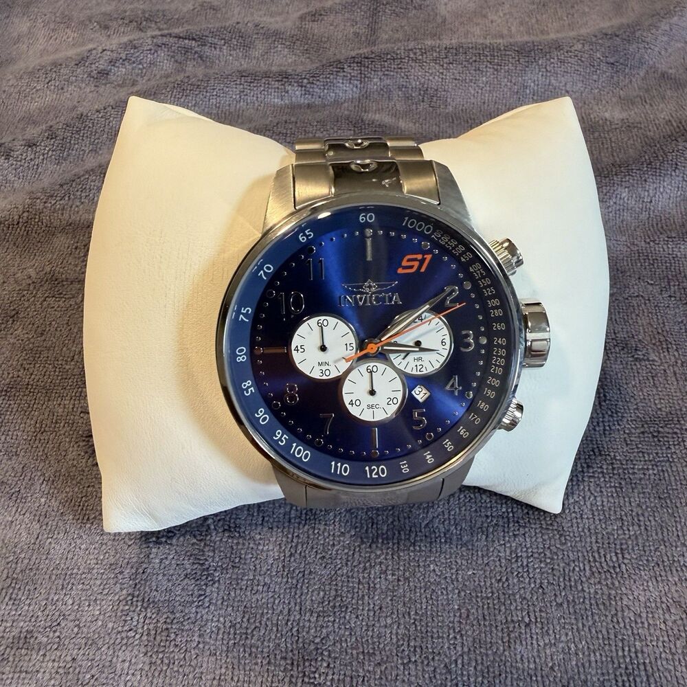 Invicta 23080 Men's 'S1 Rally' Quartz Chrono Blue Dial Stainless Steel Watch